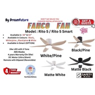 CHEAPEST INSTALLATION Fanco Fan Rito 5 (SMART Optional)DC Celling Fan w 24w light 3tone