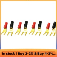 (E L X I) 8Pcs/4Pairs "Y" "U" Spade Banana Connectors Gold Plated Solderless Fork Speaker Banana Plu