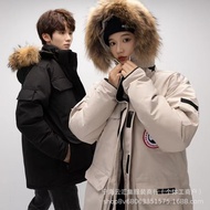 SADQ Canada Goose Down Jacket Loose Warm Thickened Men Women Couples Mid-Length Fur Collar Pie Overc