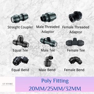 Poly Pipe Fitting Socket/Elbow/Tee（20mm/25mm/32mm）