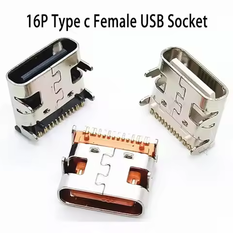 5-10pcs 16P Female USB3.1 Type c Charging Port Connector 12pin 16pin Female Type c Socket For Smartp