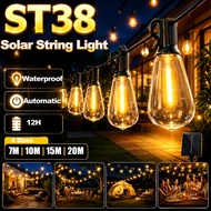 Powjen Solar String Light ST38 LED Bulb and E12 Socket Outdoor Waterproof Garden Decoration Light So