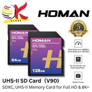 HOMAN SDXC UHS-II SD CARD V90 MEMORY CARD FOR FULL HD, 8K+ AND RAW VIDEO/ PHOTO, FIT FOR ANY ENVIRON