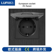 European Style European Standard 16A German Style Socket with Waterproof Cover Black Aluminum Brushe