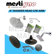6" ABS CHROME/BLACK SHOWER HEAD/KEPALA PAIP HUJAN/KEPALA SHOWER/PVC PAIP