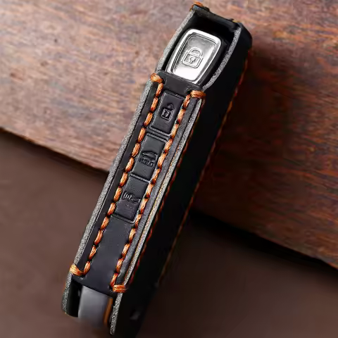 Car Key Case Cover Genuine Leather Keychain Accessories for Kia Ev6 Seltos K5 Sorento Mq4 7 Button K