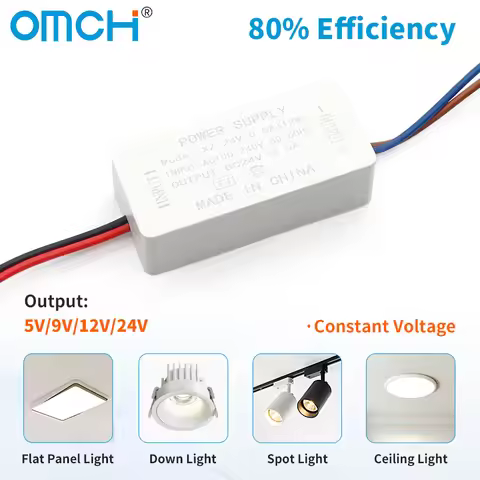 OMCH Constant Voltage Isolated LED Driver 5W 6W 7.2W 10W 12W 24W AC100-240V to DC5V 9V 12V 24V 0.5/0