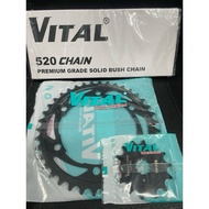 CBR250R 2011-2014 CB250F Sprocket 14T Sprocket 36T 38T Sprocket 520 BLACK Chain Genuine VITAL Non-Ru