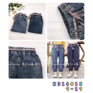[Zero Size] Left 7 11 Size Autumn Laced-Up Bud Jeans Casual Trousers Plain Color Girls Children Chil