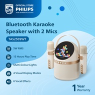 Philips Bluetooth Karaoke Speaker with Two Microphones 15H Playtime 6 Vocal Effects RGB Lights (TAS2