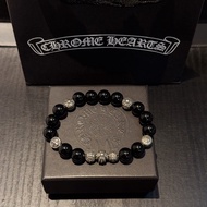 【Original】 Chrome hearts Cross floral obsidian bracelet Euro-American punk bracelet