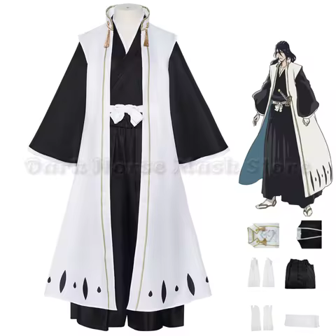 Anime Bleach Kuchiki Byakuya Cosplay Costume Gotei 13 Captain White Cloak Combat Uniform Adult Man H