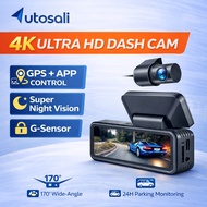 Autosali V8 Dashcam 4K | Front + Rear Cam | GPS + App | G-Sensor | Night Vision | Parking Mode