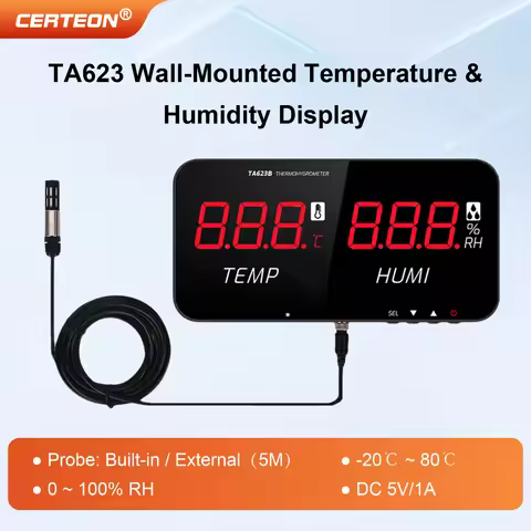 Digital Wall Thermo-Hygrometer TA623A Industrial Wall Mounted Large Display Temperature Humidity Met