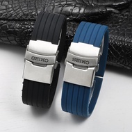 2024 High quality❉☼✁ 蔡-电子1 Seiko No. 5 watch strap rubber SEIKO No. 5 pilot water ghost silicone watch strap waterproof and sweatproof 20 22mm