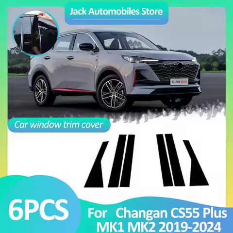 Car Window Cover For Changan CS55 Plus MK1 MK2 2019~2024 Pillar Sticker Posts Decal Black Carbon Fib