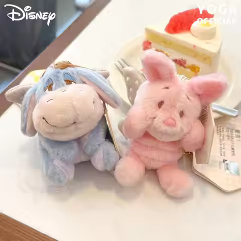 Kawaii Disney Pooh Bear Piglet Plush Toys Keychain Cartoon Eeyore Backpack Pendant Decoration Couple