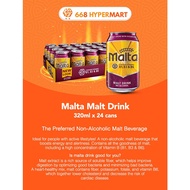 MALTA Malt Drink Can (24 x 320ml) [ Non Alcoholic - Vegan Friendly ] Aids Sleeping / Improve Heart Cholesterol Health