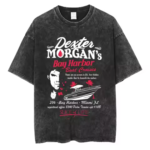 90s Vintage TV Play Dexter Morgan The Devil in Disguise Washed T-shirt Men Women Casual Cotton T Shi