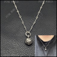 Silver 925 Square Cross Flower Ball Necklace Vintage Punk Rock Accessories Street Hip Hop Couple Jew