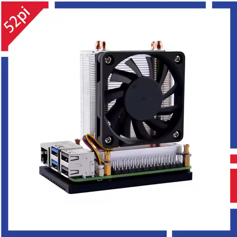 52Pi Raspberry Pi 5 Ice Tower Plus Cooler Dual-Copper Pipe Heatsink for Raspberry Pi 5
