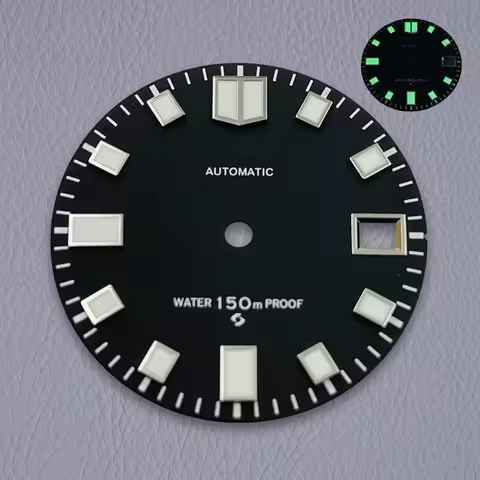 28.5mm S Logo NH35 Automatic Matte Black Dial Fit NH36/4R/7S Movement C3 Green Luminous Watch Modifi