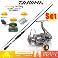 2024 New DAIWA 1.8m-2.4m Fishing Rod Set Power Hand Glass Fiber Metal Spool Fishing Reel 5.2:1 Max Drag 20kg