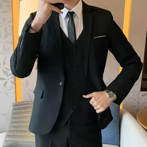 Black Business Suit for Men Professional Formal Workwear Jacket Menswear Set Custom Tailored Clothin