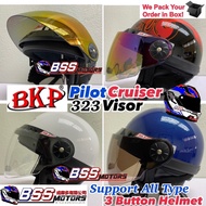 BKP Pilot Cruiser 323 Visor Siang Malam Universal 3 Pins Button Pin Half V Shape Bob Heath MS88 SGV 