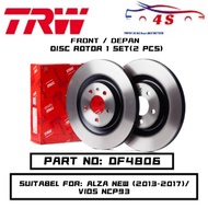 TRW -PERODUA ALZA 2014 ~2020 / VIOS NCP93 / NCP150-spec J &E (REAR SHOE) FRONT DISC ROTOR ( DF4806 )