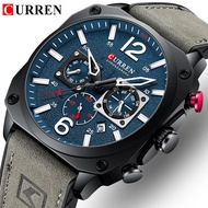 CURREN Men Watch Top Brand Fashion New Original Date Luminous Chrono Watch Leather Belt Waterproof C