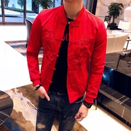 ZZOOI Harajuku Bomber Jacket Men 2023 Fashion Chinese Style Vintage Embroidery Dragon Windbreaker Co