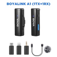 BOYALINK ไมโครโฟนสายคล้องคอไร้สายสำหรับ iPhone 15 USB โทรศัพท์ Android C แท็บเล็ตกล้อง iPad แล็ปท็อป