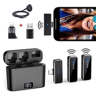 【In stock】Wireless Lavalier Microphone with Display Charging Box Wireless Lapel Microphone Noise Red