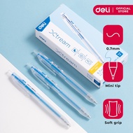 Deli Q80 Xtream Faux Leather Grip Mini Tip Ballpoint Pen 0.7mm Blue 12pcs/box
