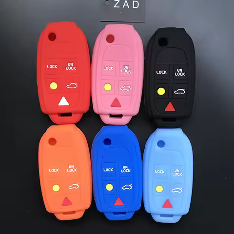ZAD silicone rubber car key case cover accessories holder skin for volvo XC90 S80 5 buttons floding 