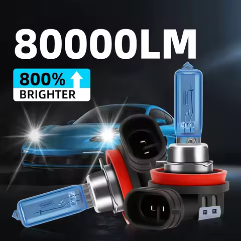 2Pcs Xenon Lamps 80000LM Super Bright Halogen Car Headlight 6000K Super White 12V H1 H4 H7 H11 H13 9
