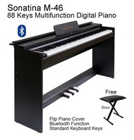 88 Keys Digital Piano Keyboard Bluetooth Piano APP Sonatina M-46 Standard Keyboard Full Size Key Flip Piano Cover Bluetooth MIDI Bluetooth Audio Multifunction Digital Piano Home Practice Low Price Piano Budget Piano Keyboard Piano