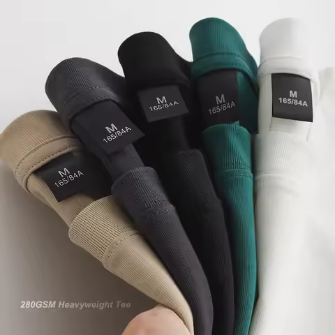 Men's 280GSM Heavyweight 100% Cotton Short Sleeve Crew Neck T-Shirt