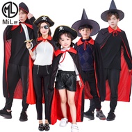 [ML] Halloween Cloak Adult Children cos Death Wizard Cloak Black Red Cloak Double Layer Witch Vampir