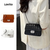 Lovito Elegant Plain Metal Pocket Chain Student Worker Small shoulder bag for Women LFA56081