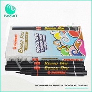 Snowman Brush Pen Black Doodle Art/ BM-1 Art/