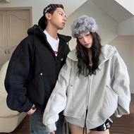 Karants Hoodie Boxy Fabrik Fleece dengan Aksesori Logam Unisex Lelaki & Wanita - AK25