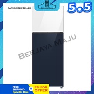 Samsung 476L Bespoke Design 2 Door Inverter Glass Refrigerator RT47CB66448AME (White + Clean Navy)