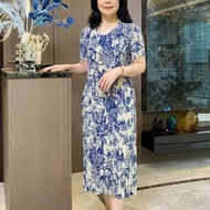 Genuine 2025 Japan Summer Issey Miyake Printed Pleated Dress Tencel Loose Slim New Plus Size Big Mot