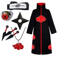 AnimeNinja Cosplay  Akatsuki Cosplay Ninja Costume Uchiha Itachi Red Cloud Cloak Robe Cloak Headband