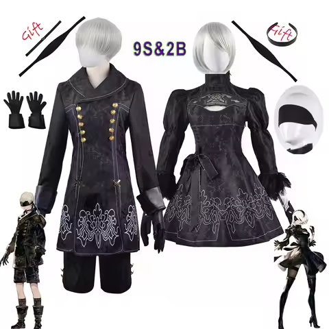 Anime Nier Automata Cosplay 9S Yorha 2B Cosplay Suit Male Women Outfit Wig Disguise Costume Plus Siz