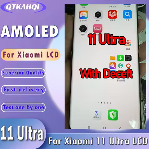 AMOLED Defect Display for Xiaomi Mi 11 Ultra M2102K1G, M2102K1C lcd touch Screen for Mi 11 Pro Repla