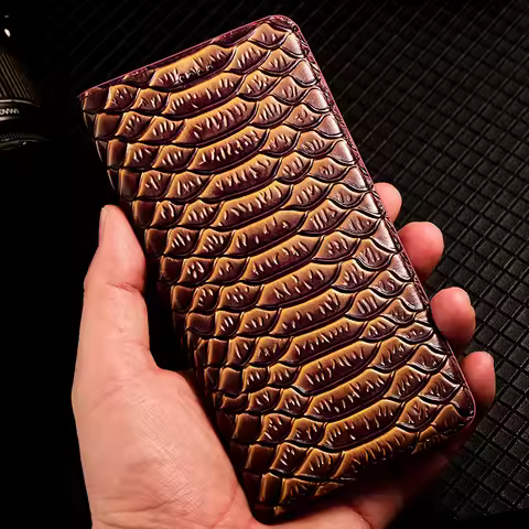 Dragon Scale Genuine Leather Flip Case For Vivo X50 X60 X70 X80 X90 X90S X100 X100S X200 Pro Mini Pl