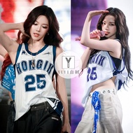 A aespa Liu Zhimin Ningyizhuo Same Style Letter Print Contrast Color Vest Jersey American Hot Girl S